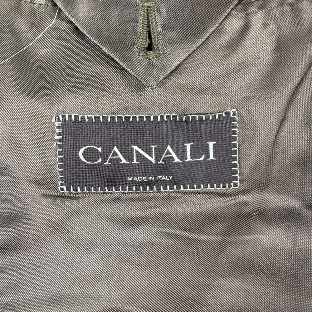 Canali Sport Coat 42L Taupe Wool Nailhead Blazer Italy Tiny Sleeve Hole